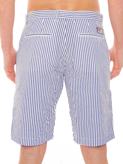 Shop Mc2 Saint Barth Blue Striped Bermuda Shorts