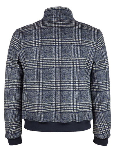 Mc2 Saint Barth Man Mid-weight Prince Of Wales Bomber Jacket Traveler In Blue