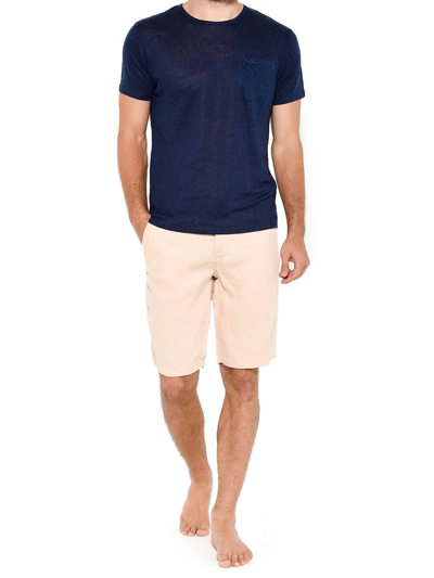 Mc2 Saint Barth Beige Linen Bermuda Short In Brown