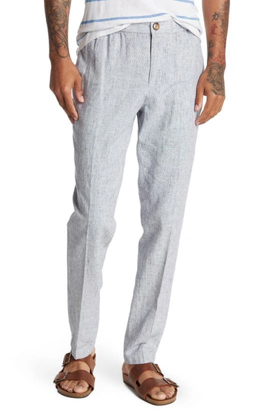 14TH & UNION 14TH & UNION ELASTIC WAIST LINEN BLEND TRIM FIT PANTS 