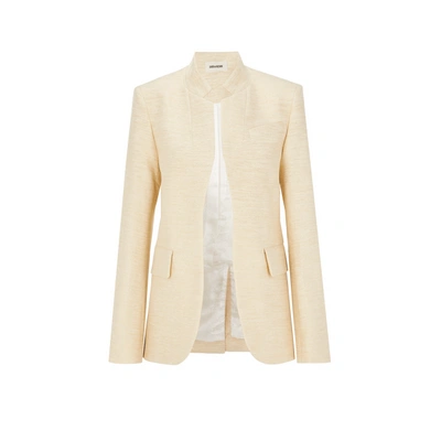 Shop Zadig & Voltaire Very Cotton And Linen Jacket With Lurex Thread In Yellow