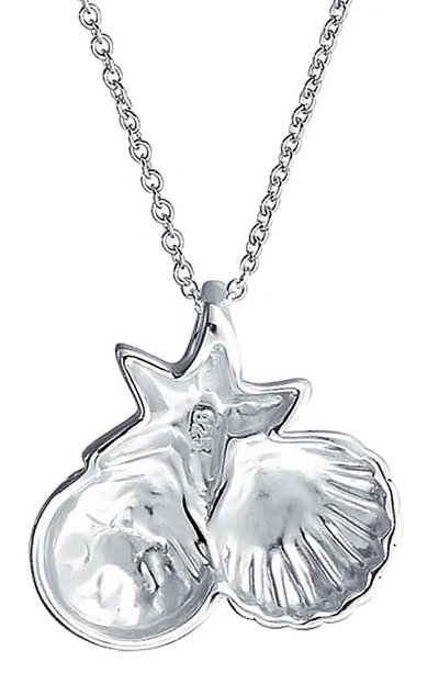 Bling Jewelry Sterling Silver Sand Dollar Starfish Clam Necklace In Silver