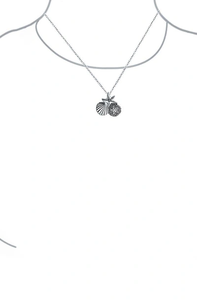 Bling Jewelry Sterling Silver Sand Dollar Starfish Clam Necklace In Silver