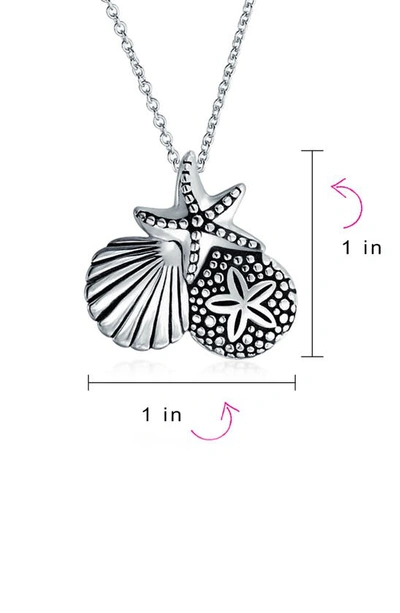 Bling Jewelry Sterling Silver Sand Dollar Starfish Clam Necklace In Silver