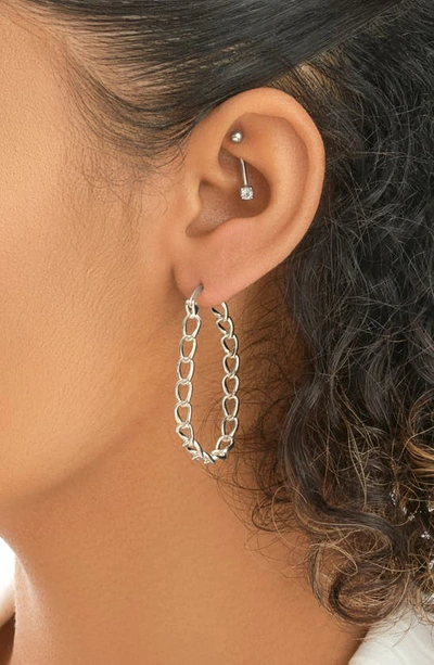 Shop Sterling Forever Chain Link Hoop Earrings In Silver
