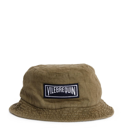 Shop Vilebrequin Linen Beny Bucket Hat In Green