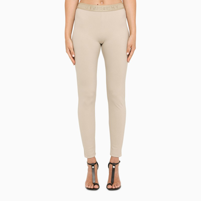Shop Givenchy Beige Leggings With Logo Band