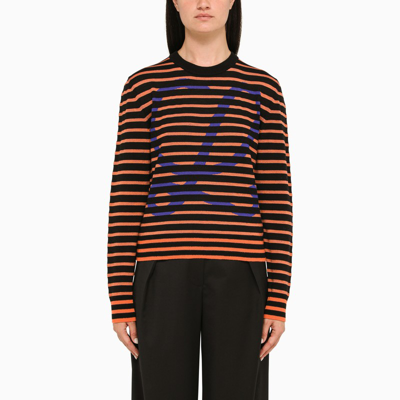 Shop Loewe Black And Orange Stripe Logo Sweater