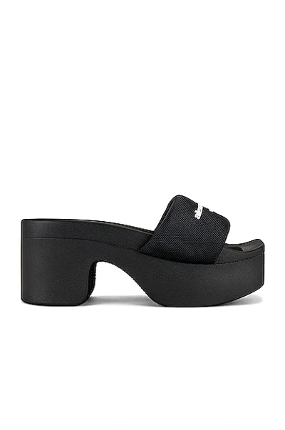 Alexander Wang 85mm Aw Padded Nylon Platform Slides In Black