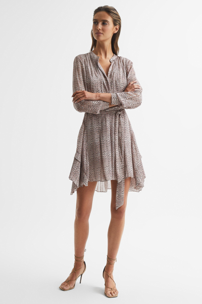 Shop Reiss Lily - Pink Metallic Thread Long Sleeve Flippy Dress, Us 2