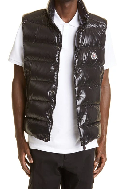 Shop Moncler Tibb Down Puffer Vest In Black Nylon