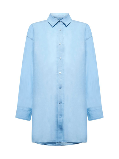 Shop Totême Logo Embroidered Buttoned Shirt In Blue