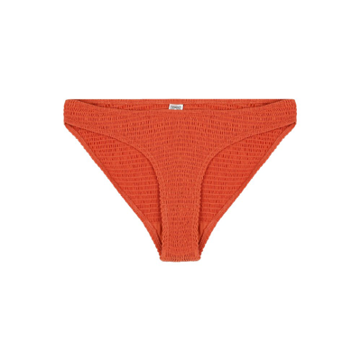 Shop Totême Smocked Bikini Bottoms In Orange