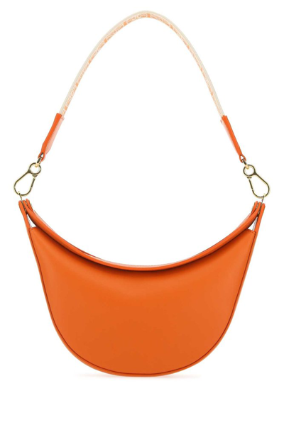 Shop Loewe Luna Logo Detailed Shoulder Bag In Orange