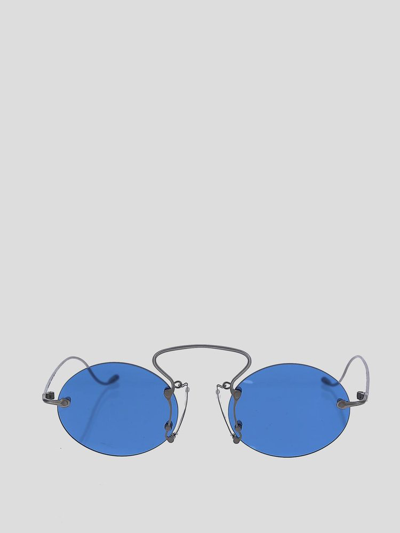 Shop Uma Wang Round Frame Sunglasses In Silver