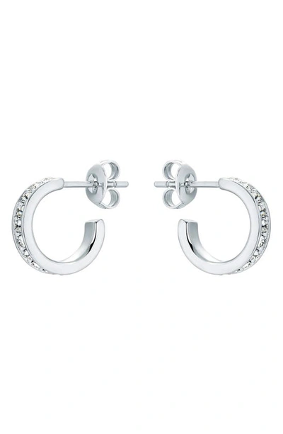 Shop Ted Baker Seenita Nano Huggie Hoop Earrings In Silver Tone Clear Crystal
