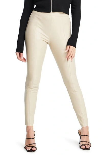 Topshop Faux Leather Leggings In Cream