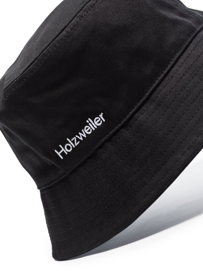 Shop Holzweiler Logo Embroidered Bucket Hat In Black