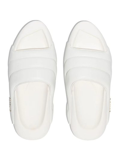 Shop Balmain B-it Quilted Leather Slides In White