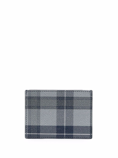 Shop Thom Browne Tartan-print Cardholder In Grey