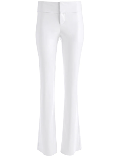 Alice And Olivia Dylan High Waist Wide Leg Pants In Ecru Vegan Leather In White