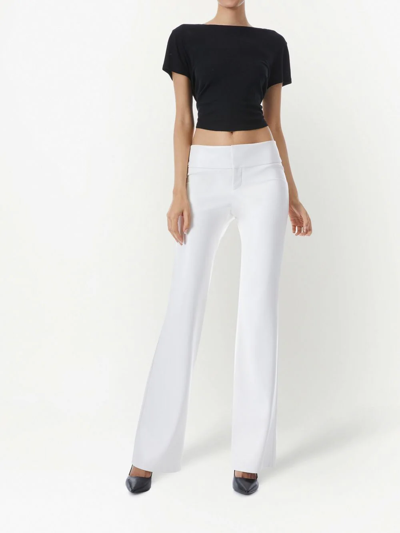 Alice And Olivia Dylan High Waist Wide Leg Pants In Ecru Vegan Leather In White