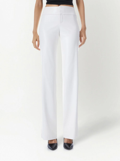 Shop Alice And Olivia Olivia Vegan-leather Flared Trousers In White