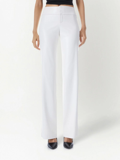 Alice And Olivia Dylan High Waist Wide Leg Pants In Ecru Vegan Leather In White