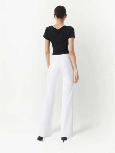 Alice And Olivia Dylan High Waist Wide Leg Pants In Ecru Vegan Leather In White
