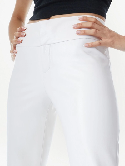 Alice And Olivia Dylan High Waist Wide Leg Pants In Ecru Vegan Leather In White