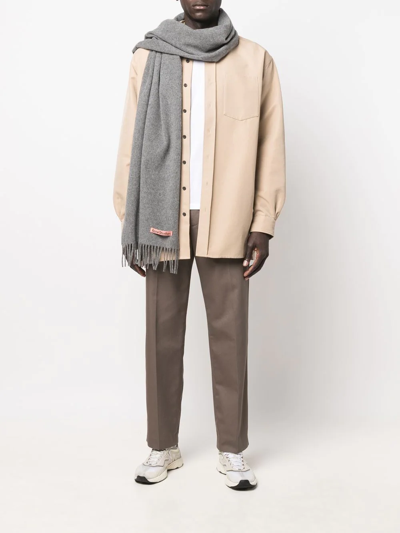 Acne Studios Fringed Cashmere Scarf In Grey