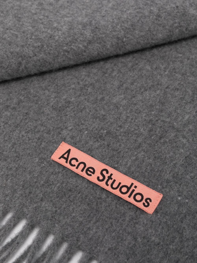 Shop Acne Studios Fringed Wool Scarf In Grey