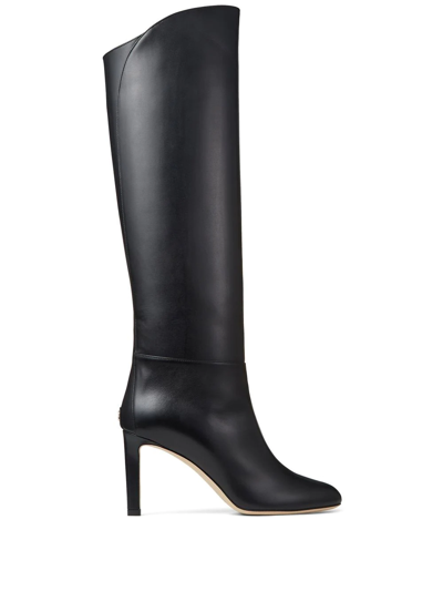 Jimmy Choo Alizze 85 Leather Knee-high Boots In Black
