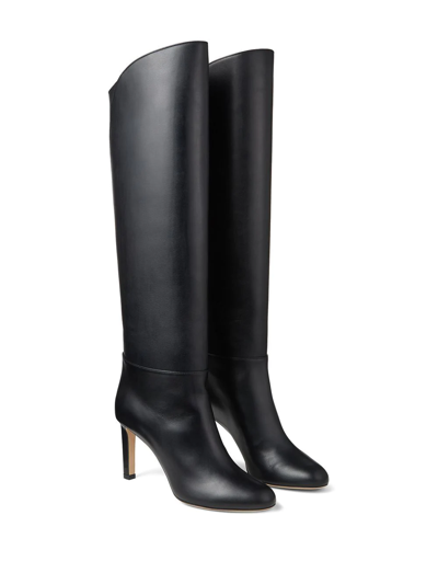 Jimmy Choo Alizze 85 Leather Knee-high Boots In Black