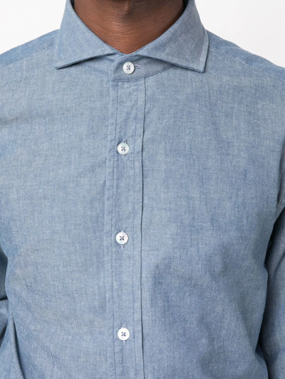 Shop Doppiaa Button-down Fitted Shirt In Blue