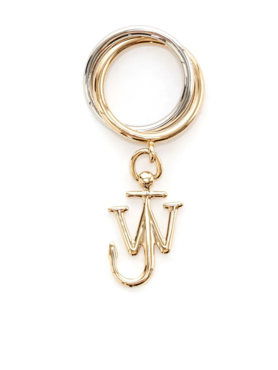 Shop Jw Anderson Anchor-charm Double-loop Ring In Gold