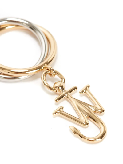 Shop Jw Anderson Anchor-charm Double-loop Ring In Gold