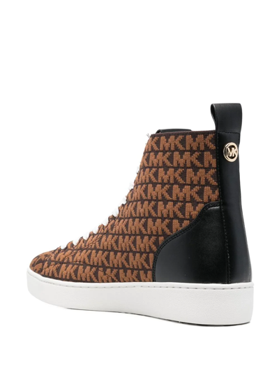 Shop Michael Michael Kors Edie Knitted High-top Sneakers In Braun