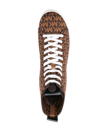 Shop Michael Michael Kors Edie Knitted High-top Sneakers In Braun