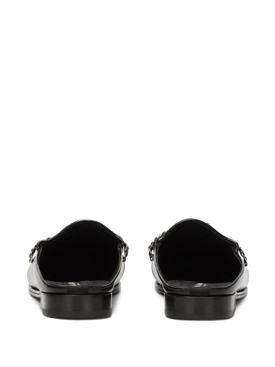Shop Dolce & Gabbana Visconti Leather Slippers In Schwarz