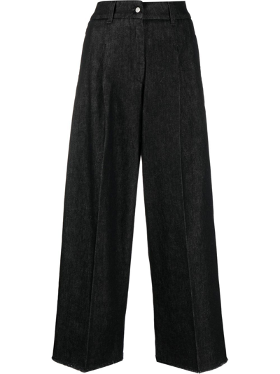 Shop Fabiana Filippi High-rise Wide-leg Trousers In Black