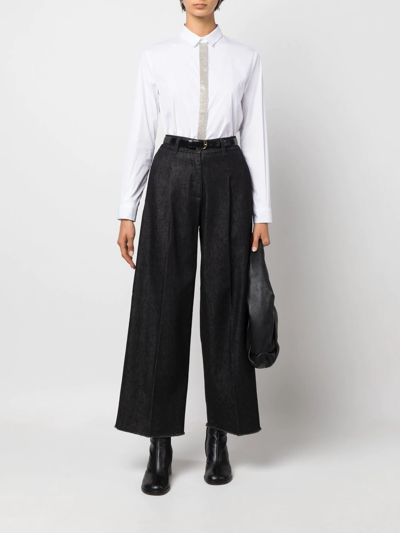 Shop Fabiana Filippi High-rise Wide-leg Trousers In Black