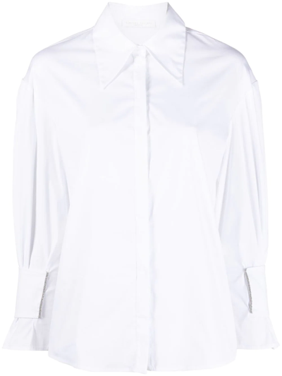 Shop Fabiana Filippi Long-sleeve Bead-detail Shirt In White