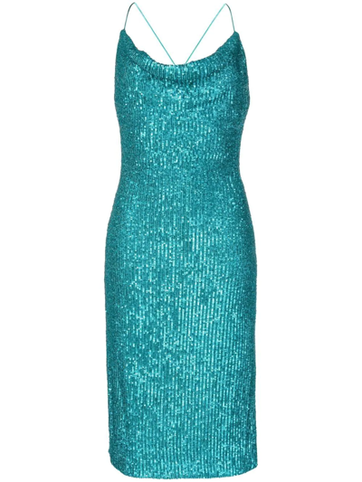 Shop Rebecca Vallance Missing Hours Sequin Midi Dress In Blue