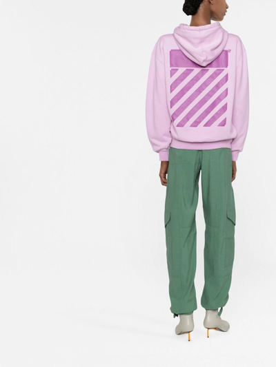 Shop Off-white Diagonal Striped Hooded Sweatshirt In Purple