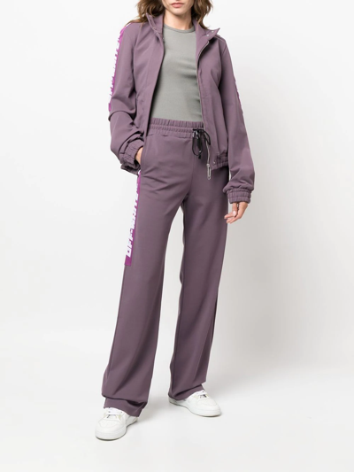 Off-white Chic High Collar Sweatshirt With Logo Bands For Women In Purple