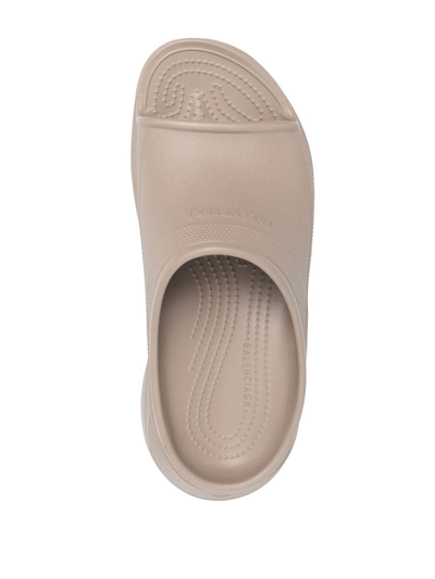 Shop Balenciaga X Crocs™ Platform Pool Slides In Nude