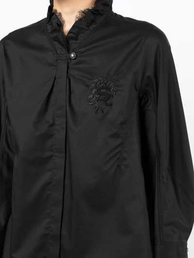 Shop Shiatzy Chen Lace-collar Detail Shirt In Black