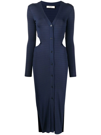 Shop Elleme Cut-out Rib-knit Jersey Dress In Blau