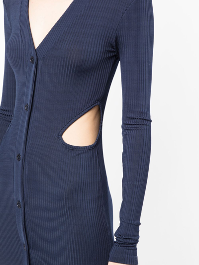 Shop Elleme Cut-out Rib-knit Jersey Dress In Blau